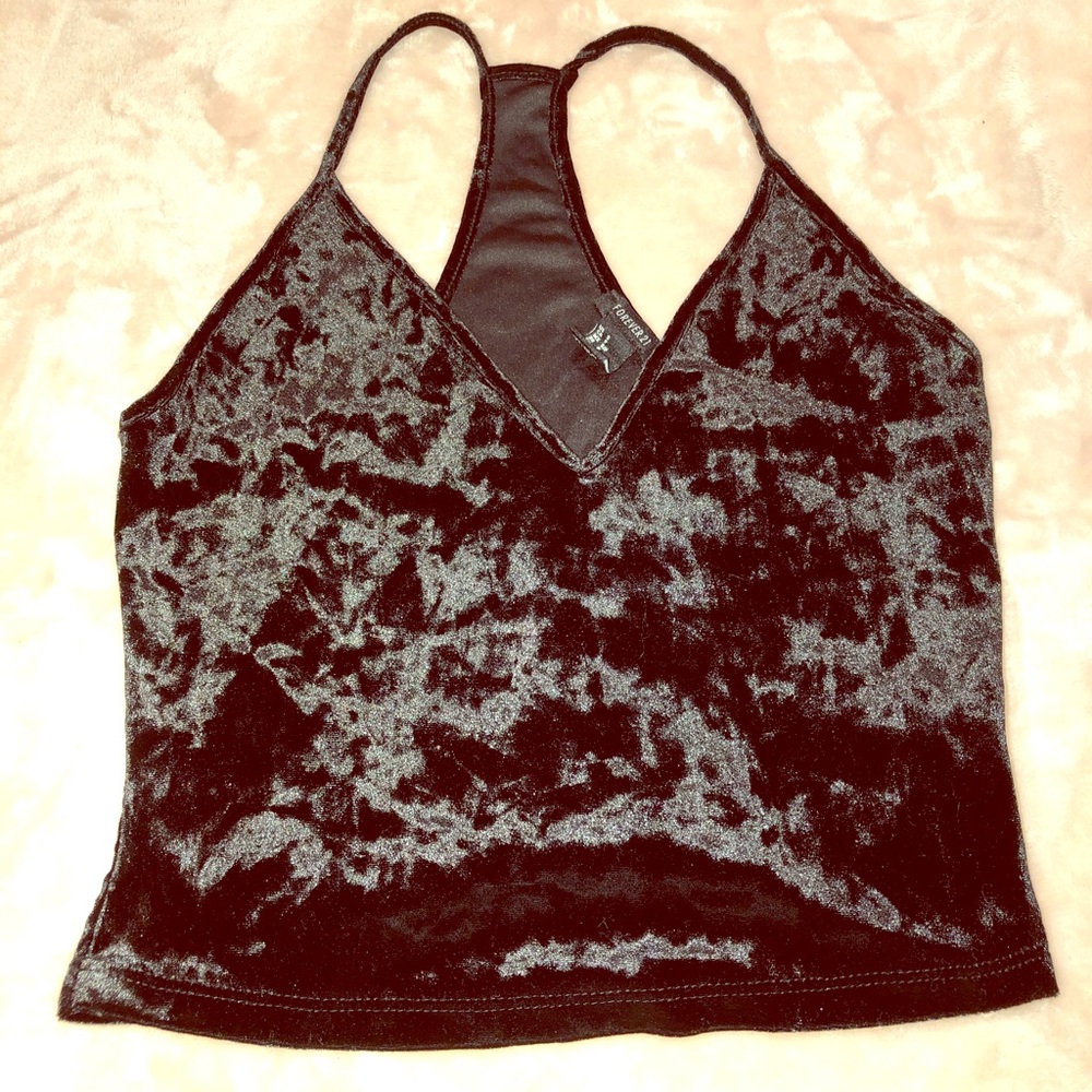 Black Velvet V neck tank top